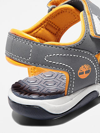 Timberland Children's Adventure Seeker Riptape Sandals, Mid Grey With Orange