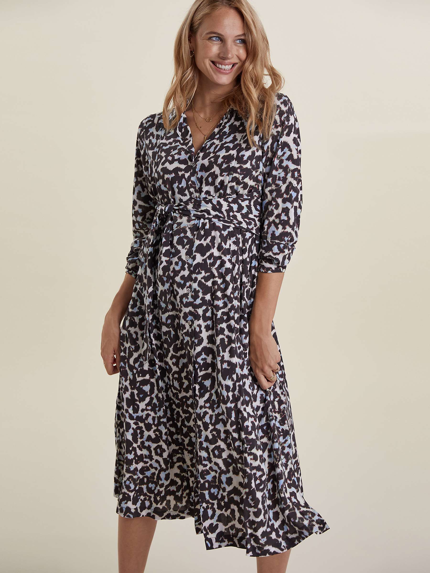 Buy Isabella Oliver Kelsy Snow Leopard Print Maternity Midi Dress, Multi Online at johnlewis.com