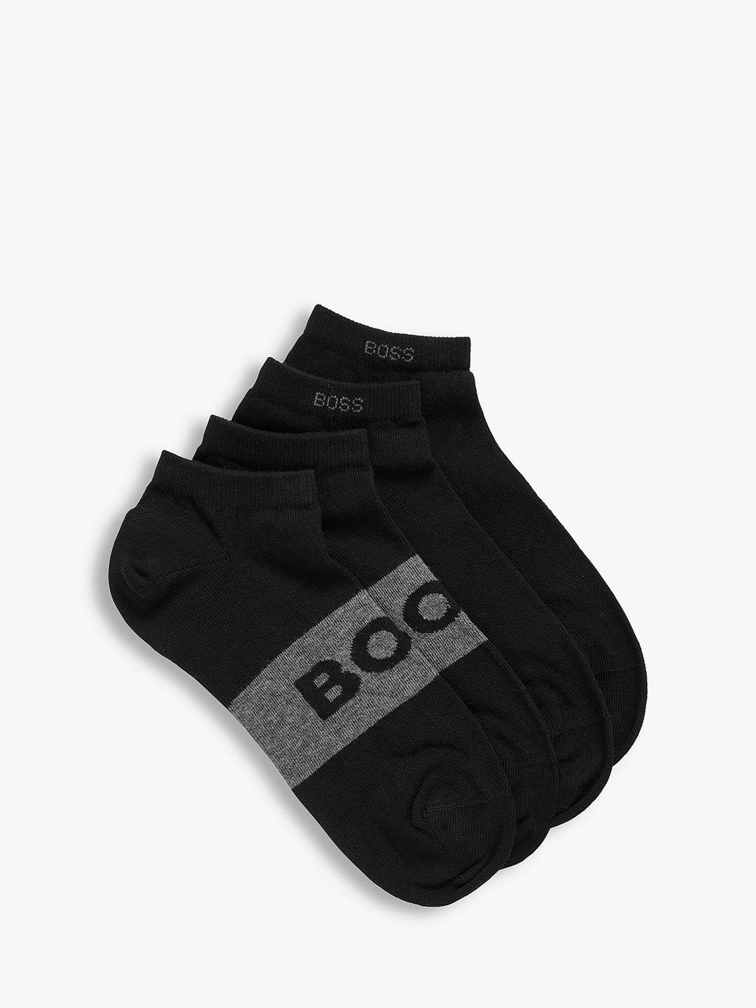 BOSS Logo Trainer Socks, Pack of 2, Black