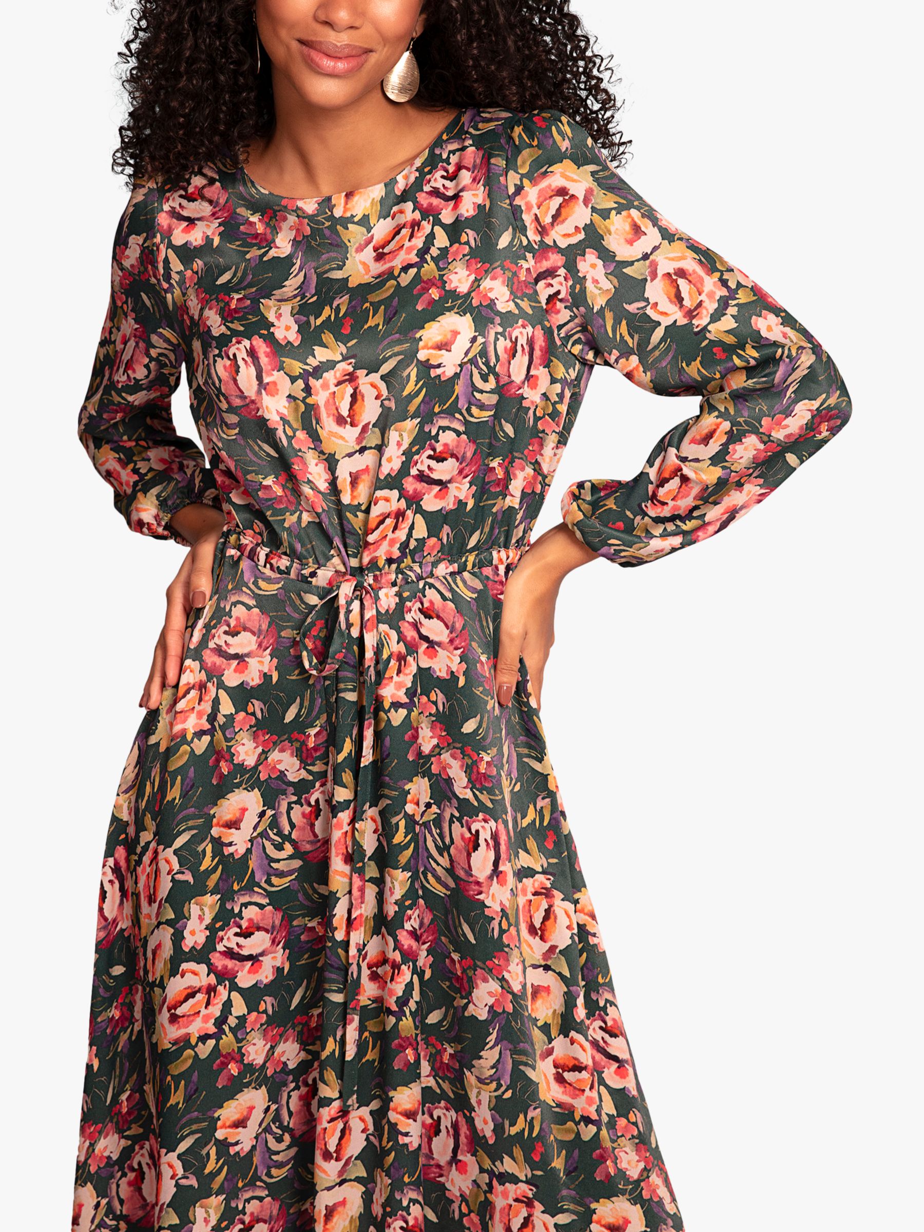Alie Street Floral Print Robyn Midi Dress, Green/Multi, 6-8