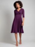 Alie Street Annie Wrap Over Bodice Midi Dress, Claret Purple
