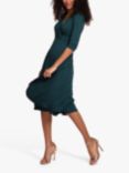 Alie Street Annie Wrap Over Bodice Midi Dress, Pine Green
