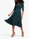 Alie Street Annie Wrap Over Bodice Midi Dress, Pine Green