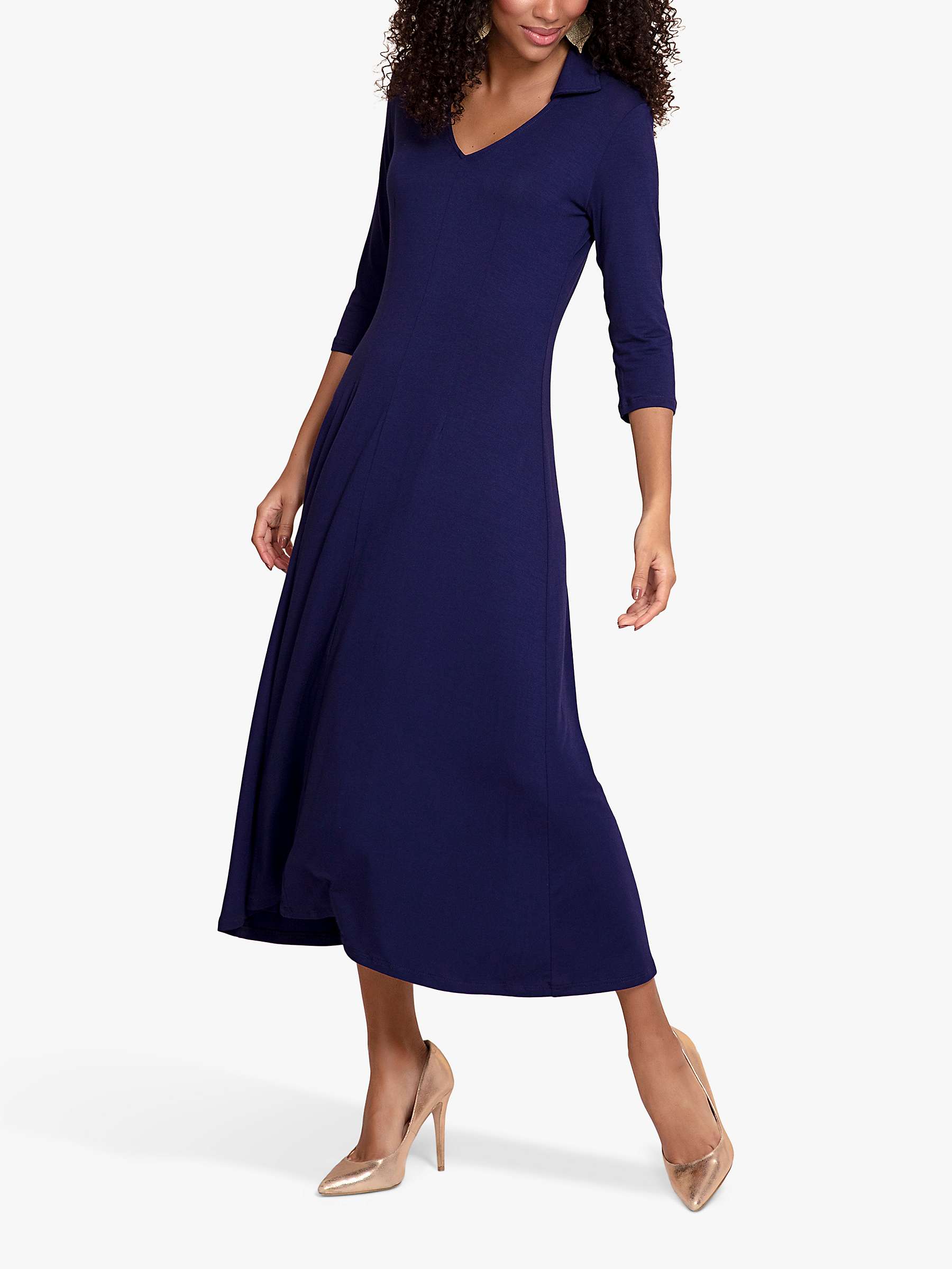 Buy Alie Street Heidi Collar Jersey Midi Dress, Eclipse Blue Online at johnlewis.com