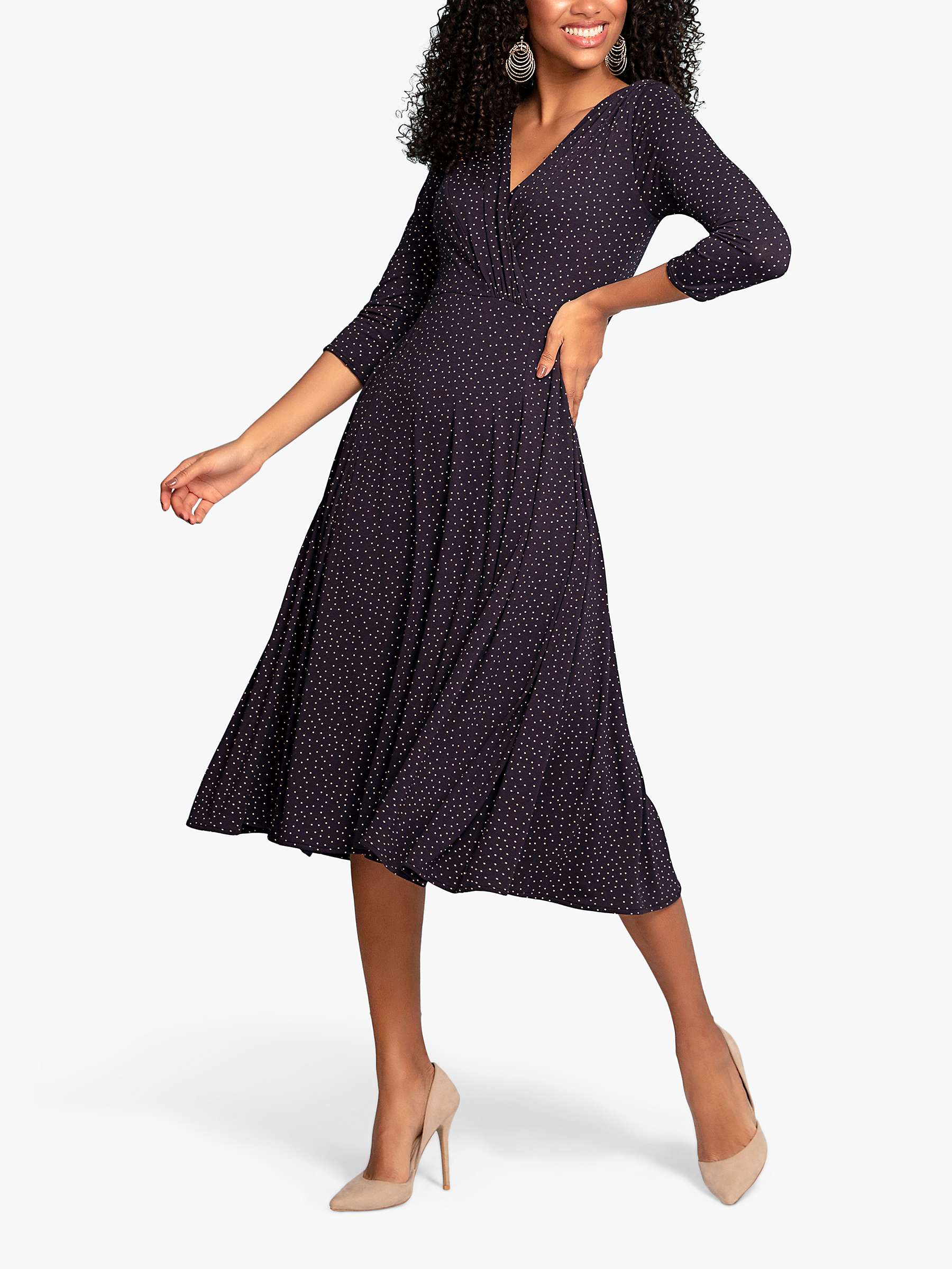 Buy Alie Street Annie Jersey Midi Dress, Navy Polka Dot Online at johnlewis.com