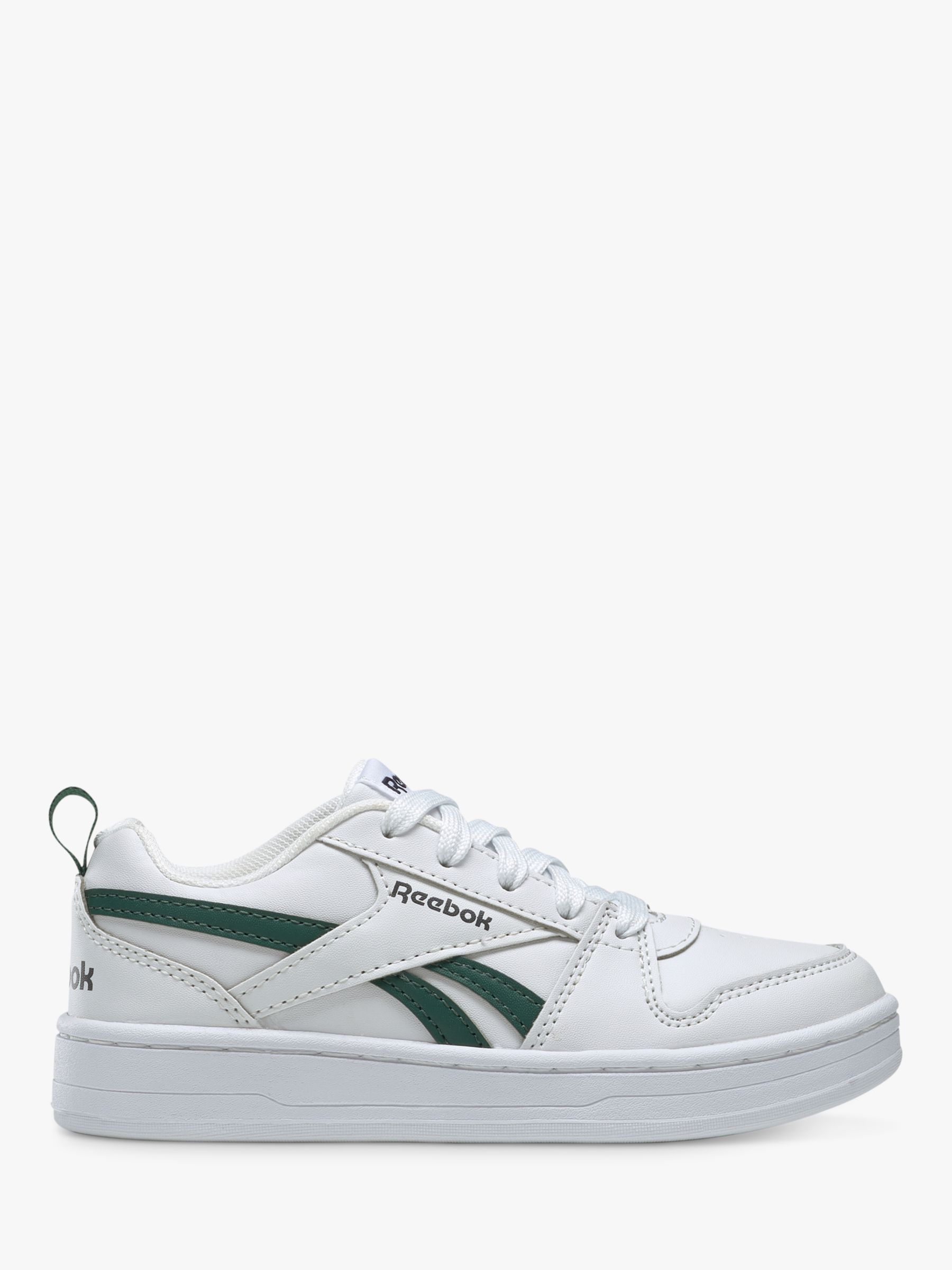 Reebok Kids' Royal Prime 2.0 Lace Up Trainers, Cloud White/Dark Green/Cloud White at Lewis & Partners
