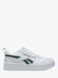 Reebok Kids' Royal Prime 2.0 Lace Up Trainers, Ftwr White/Ftwr White/Dark Green