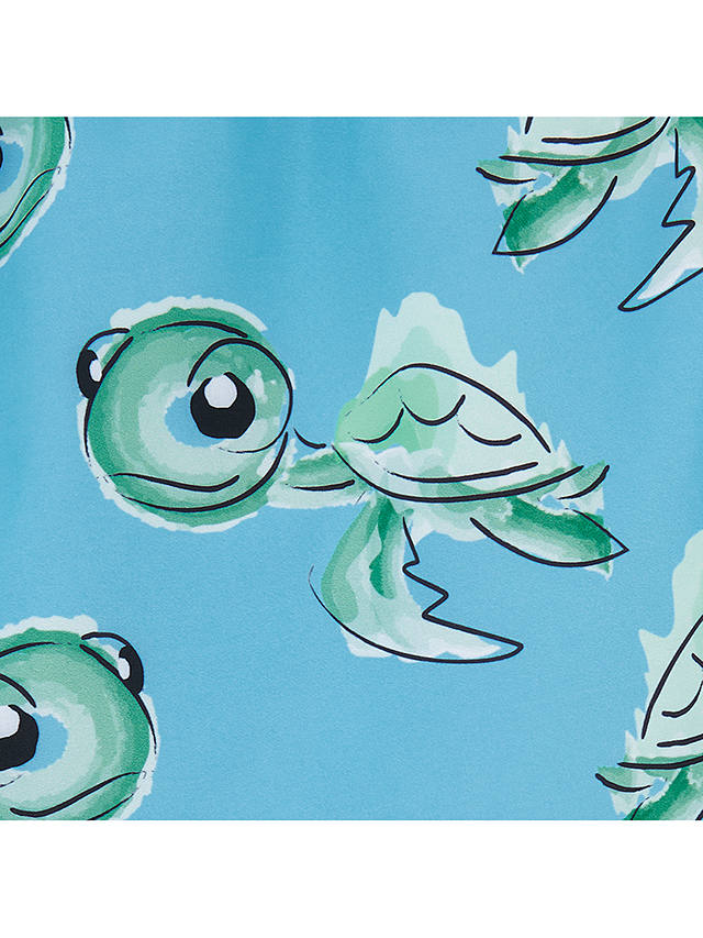 Randy Cow Turtle Print Swim Shorts with Waterproof Pocket, Blue