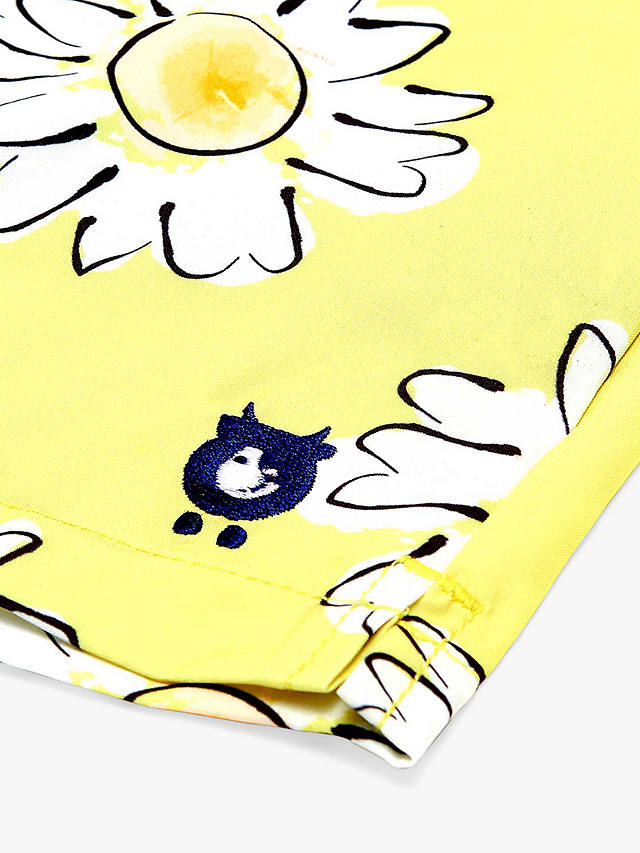 Randy Cow Daisy Print Swim Shorts with Waterproof Pocket, Yellow