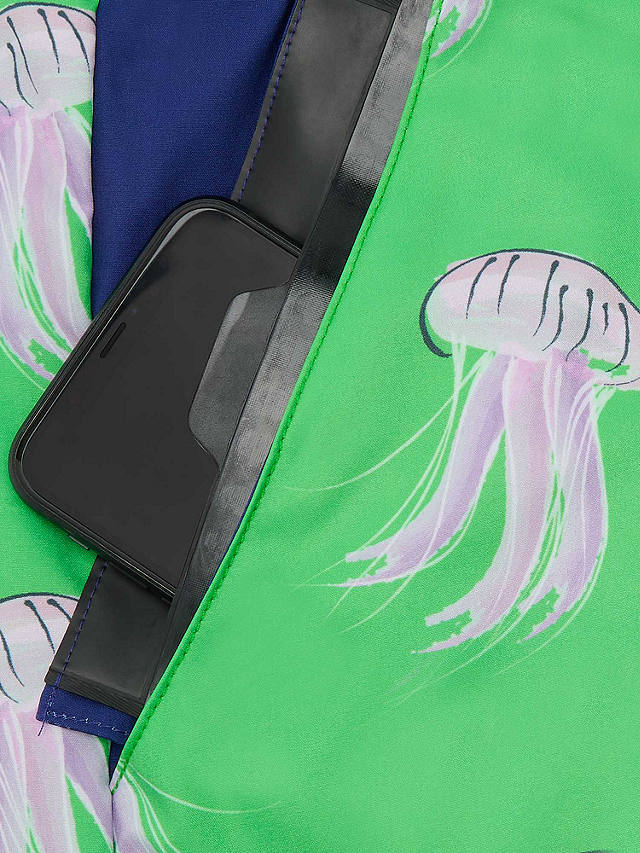 Randy Cow Jellyfish Print Swim Shorts with Waterproof Pocket, Green