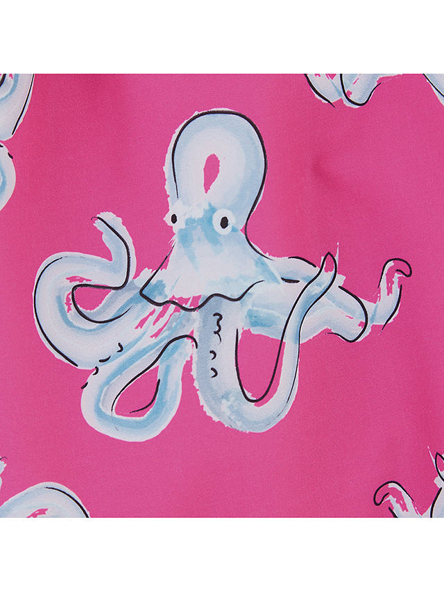 Randy Cow Octopus Print Swim Shorts with Waterproof Pocket, Pink