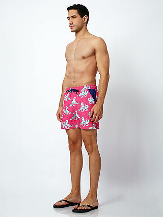 Randy Cow Octopus Print Swim Shorts with Waterproof Pocket, Pink
