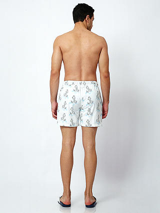 Randy Cow Anchor Swim Shorts with Waterproof Pocket, White