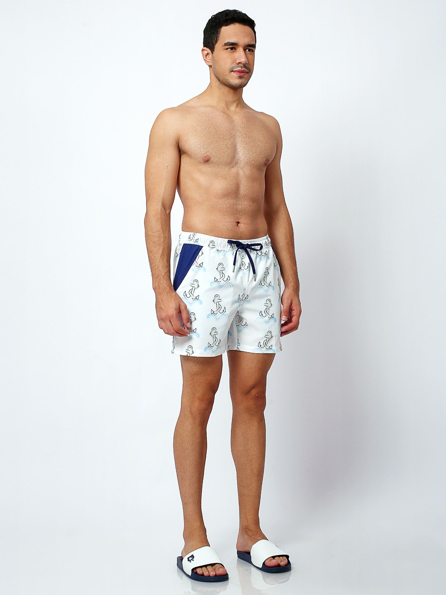 Buy Randy Cow Anchor Swim Shorts with Waterproof Pocket, White Online at johnlewis.com