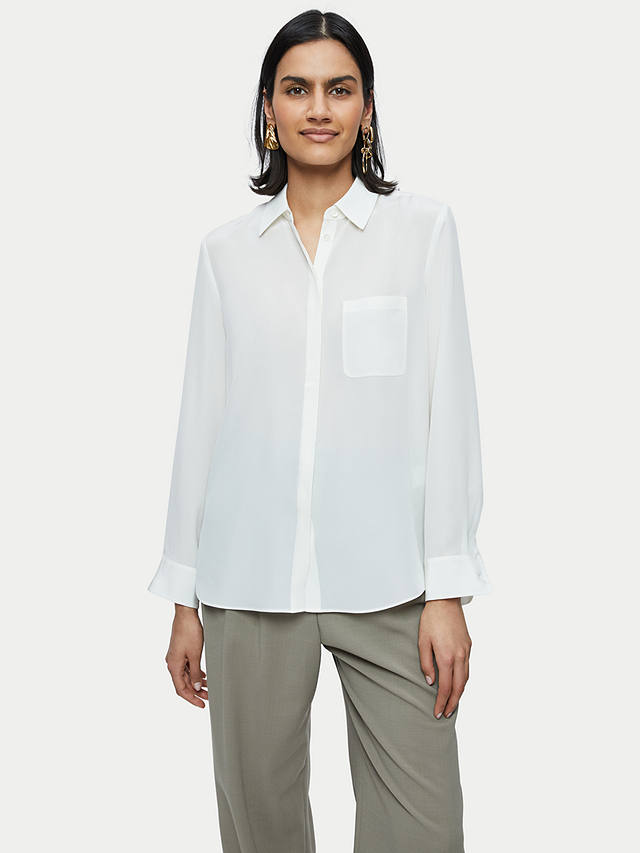 Jigsaw Silk Shirt, Ivory at John Lewis & Partners