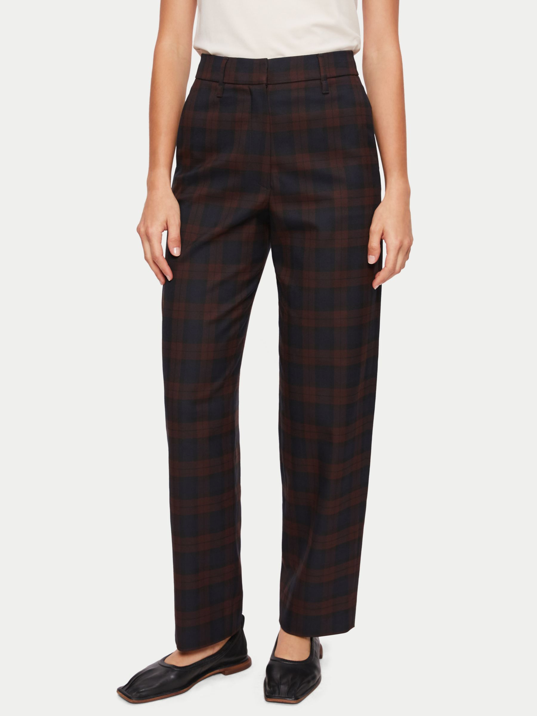 Jigsaw Nevis Check Trousers, Purple at John Lewis & Partners