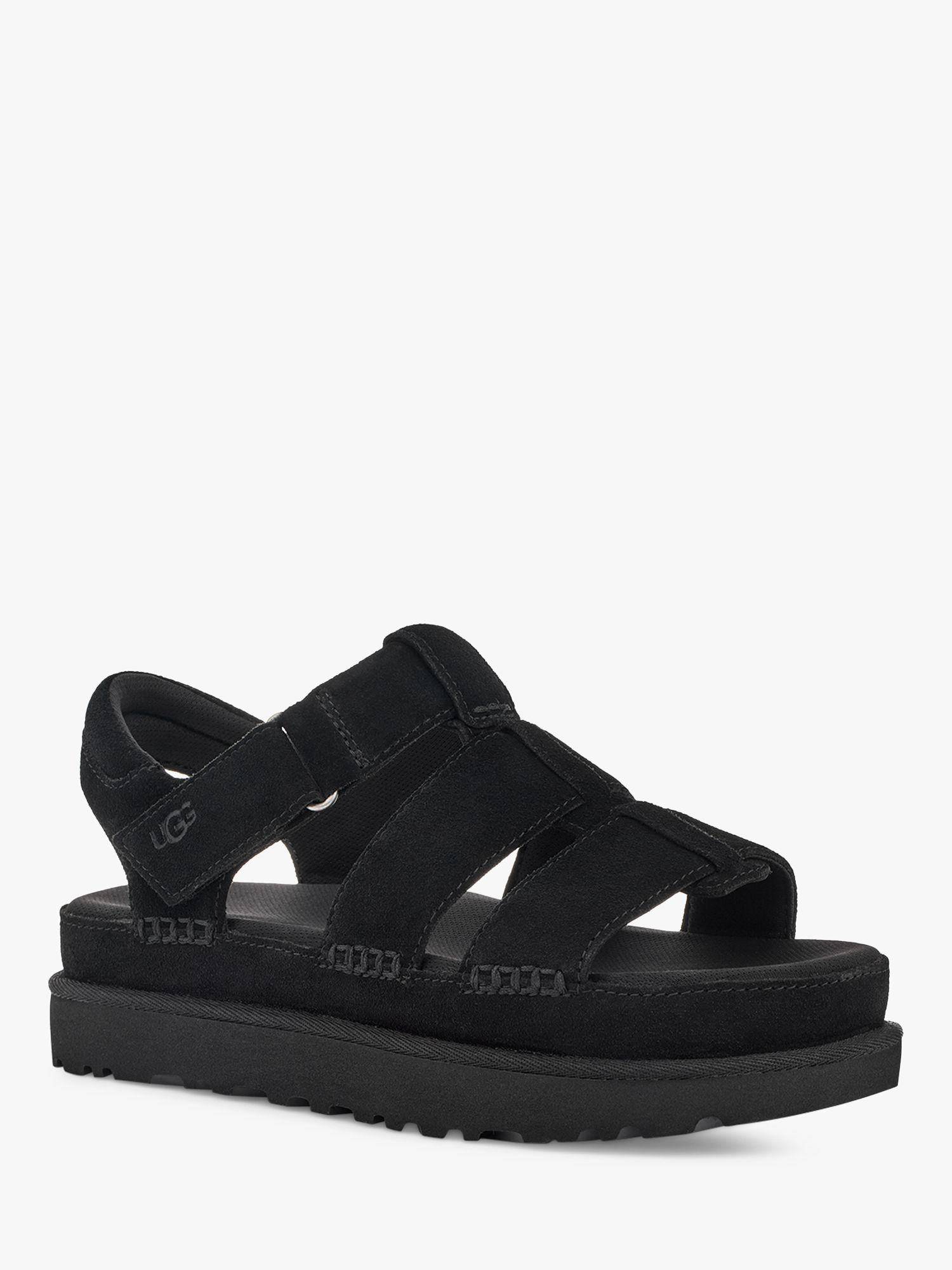 UGG Goldenstar Suede Platform Sandals, Black at John Lewis & Partners
