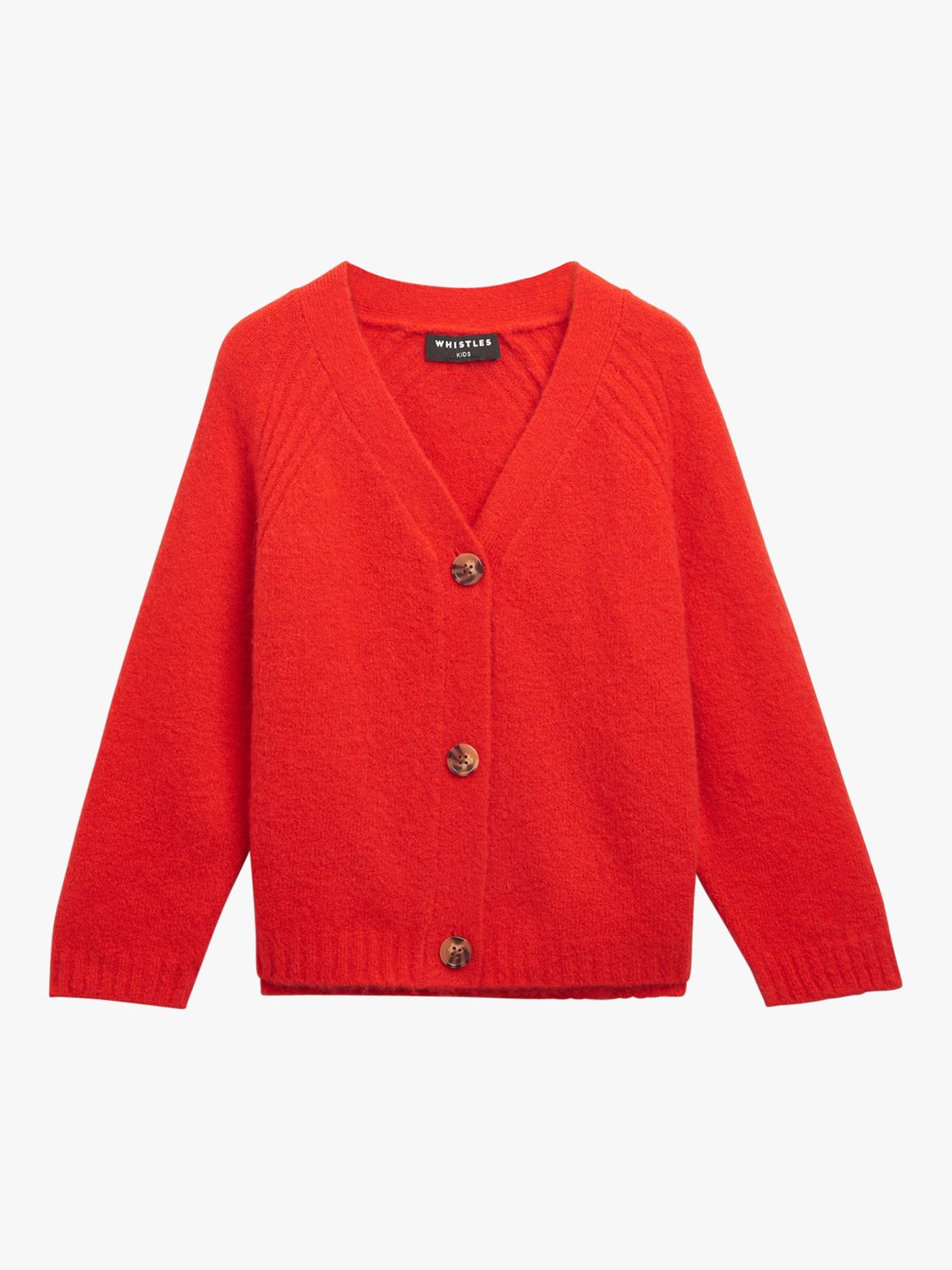 Whistles Kids' Textured Wool Blend Cardigan, Red, 3-4 years