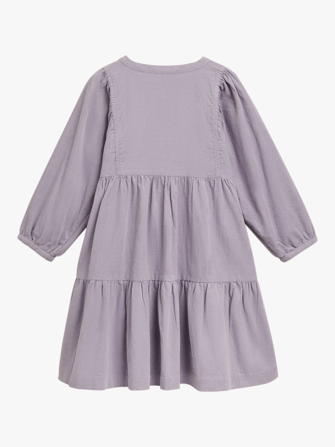 Whistles Kids' Nora Babycord Tiered Dress, Lilac at John Lewis & Partners