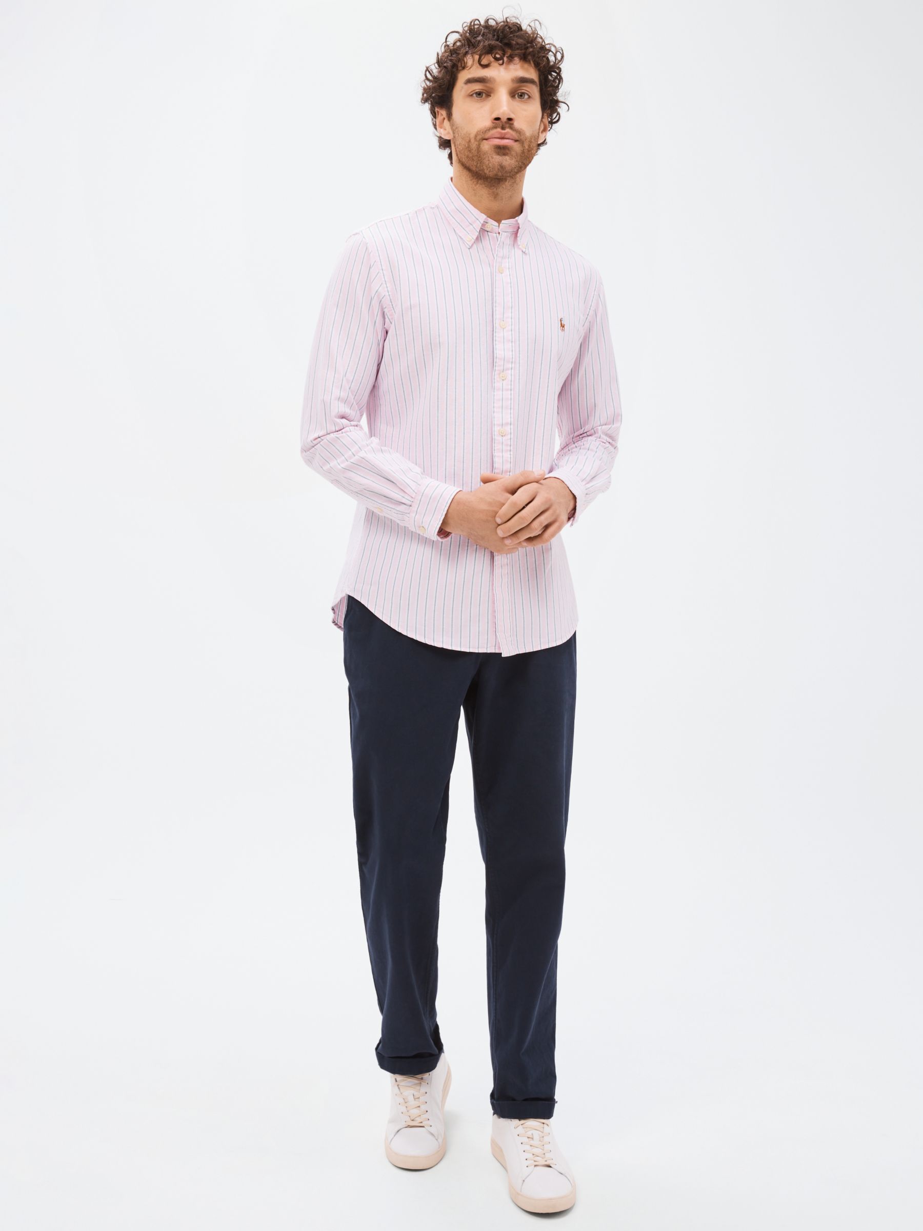 Polo Ralph Lauren Button Down Collar Stripe Shirt, Pink/Blue at John Lewis  & Partners