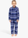 Minijammies Kids' Riley Brushed Check Print Pyjama Set, Navy/Multi