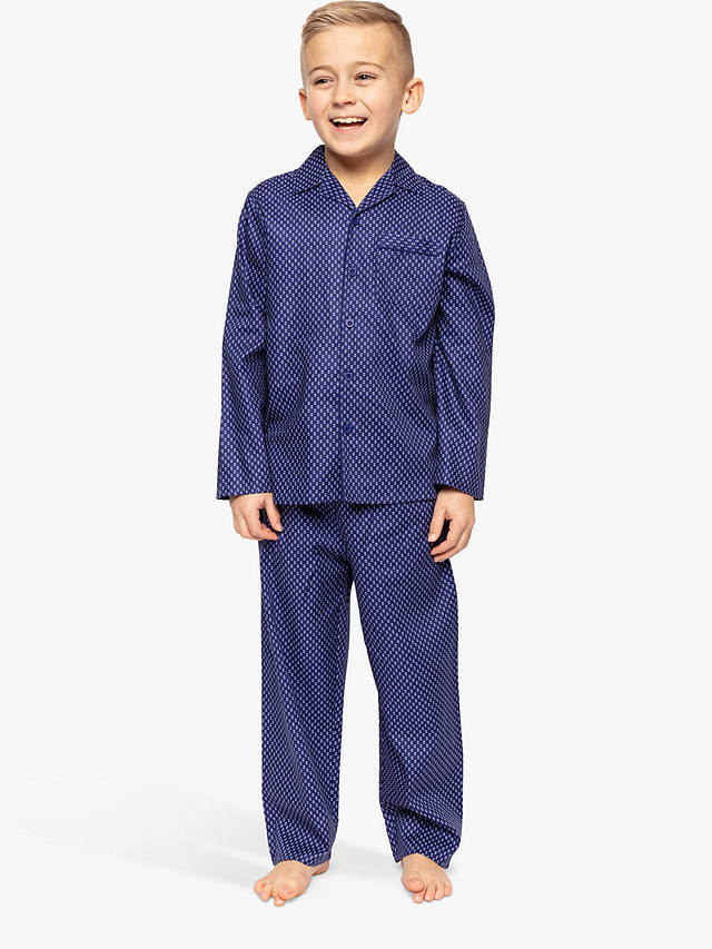 Minijammies Kids' Riley Geo Print Pyjama Set, Navy/Multi