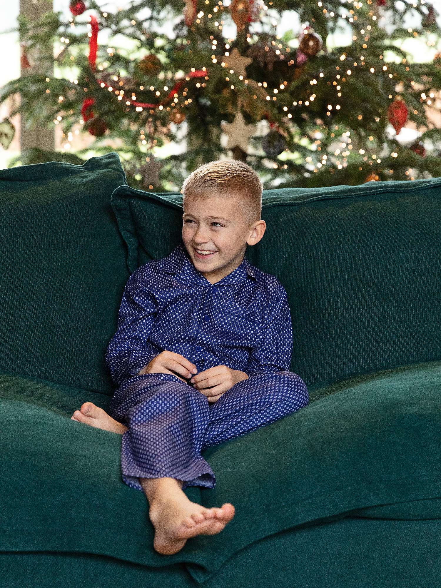 Buy Minijammies Kids' Riley Geo Print Pyjama Set, Navy/Multi Online at johnlewis.com