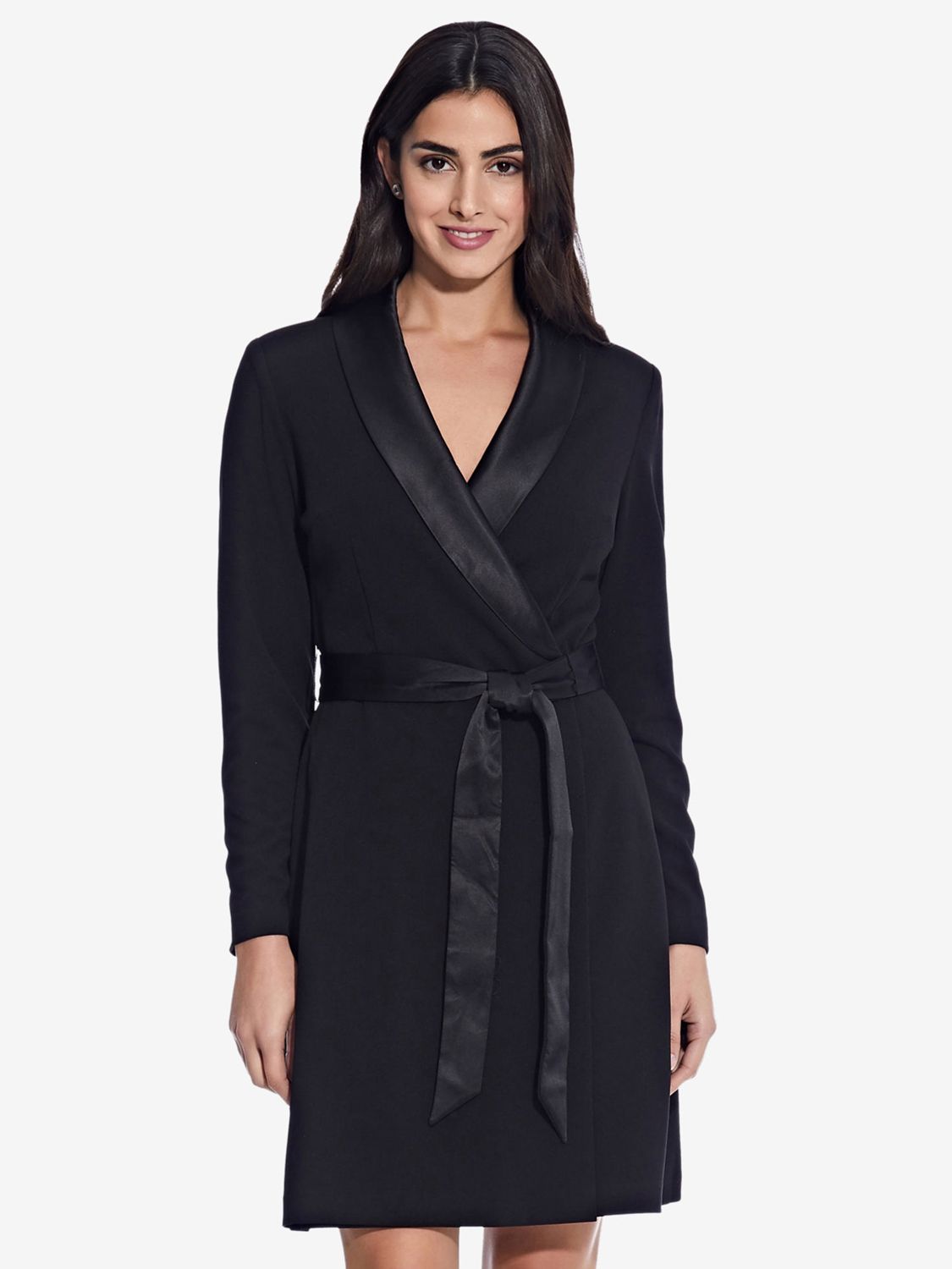 Adrianna Papell Crepe Tuxedo A-Line Dress, Black at John Lewis & Partners