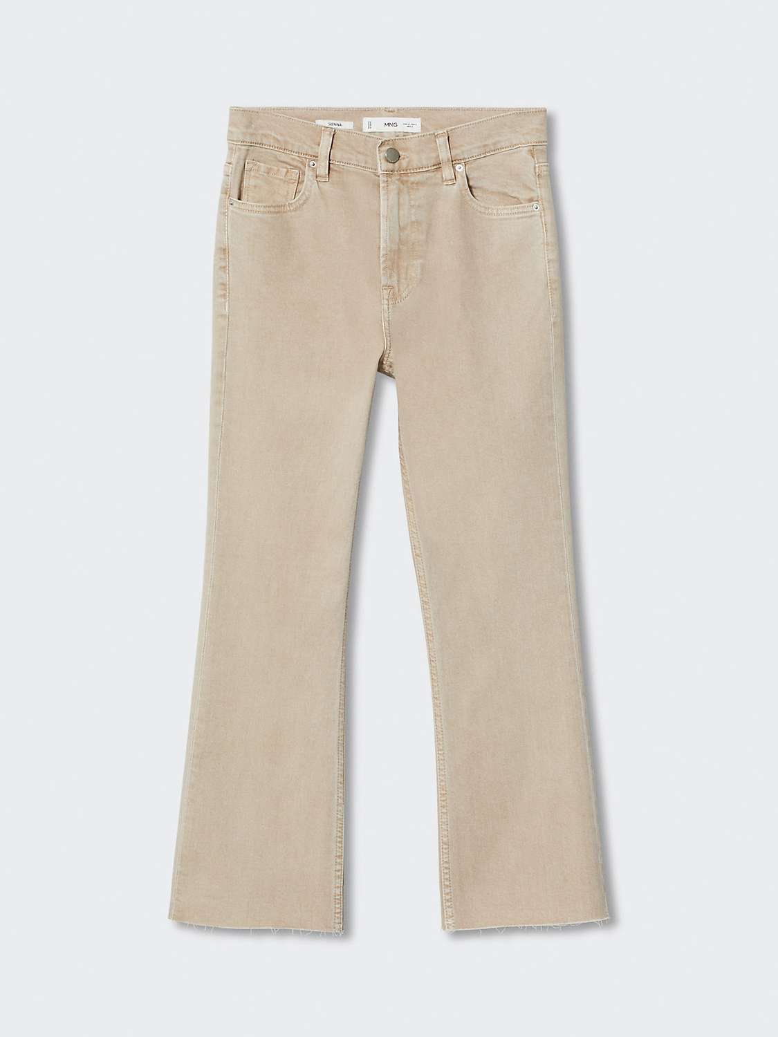Mango Sienna Raw Hem Cropped Jeans, Beige at John Lewis & Partners
