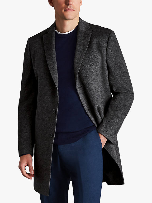 Charles Tyrwhitt Merino Wool Overcoat, Dark Grey