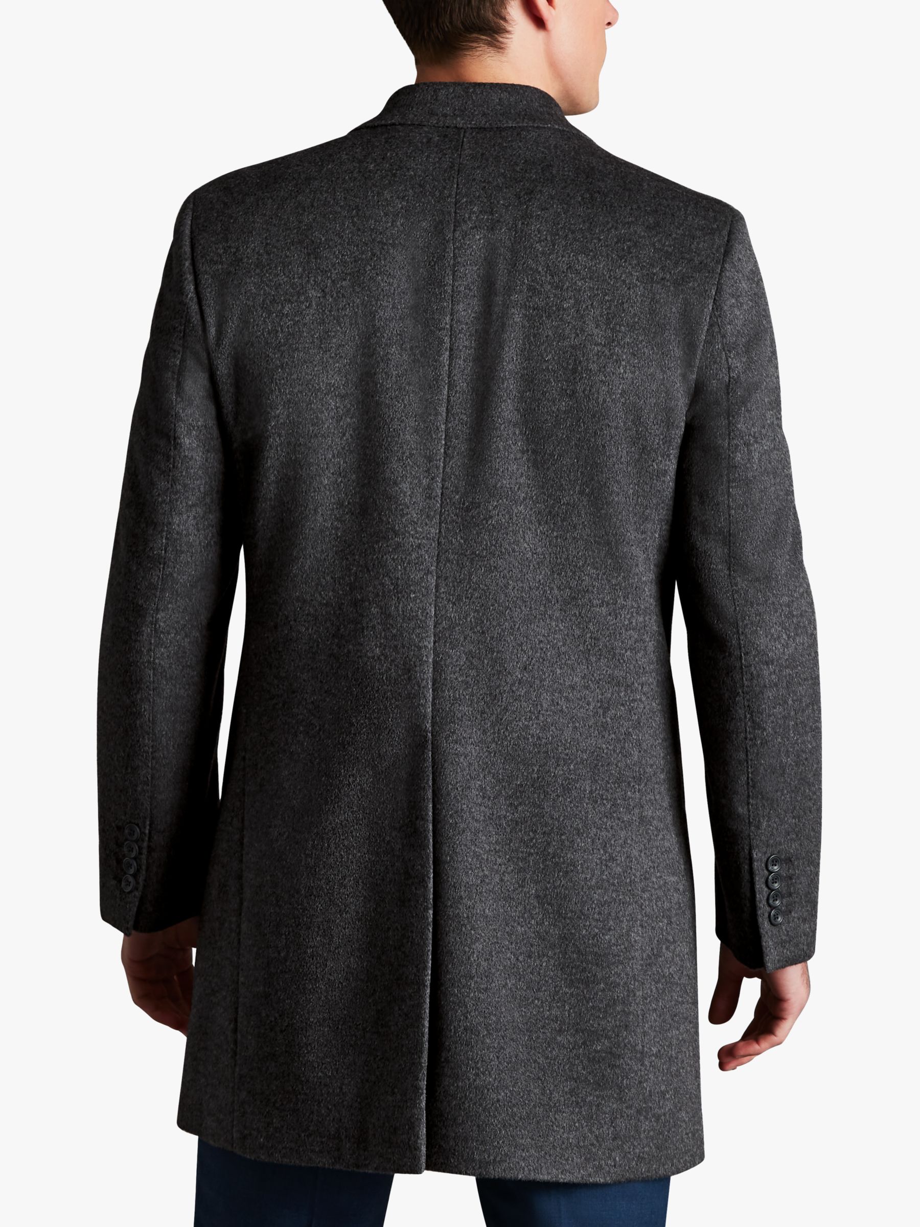 Charles Tyrwhitt Merino Wool Overcoat, Dark Grey at John Lewis & Partners