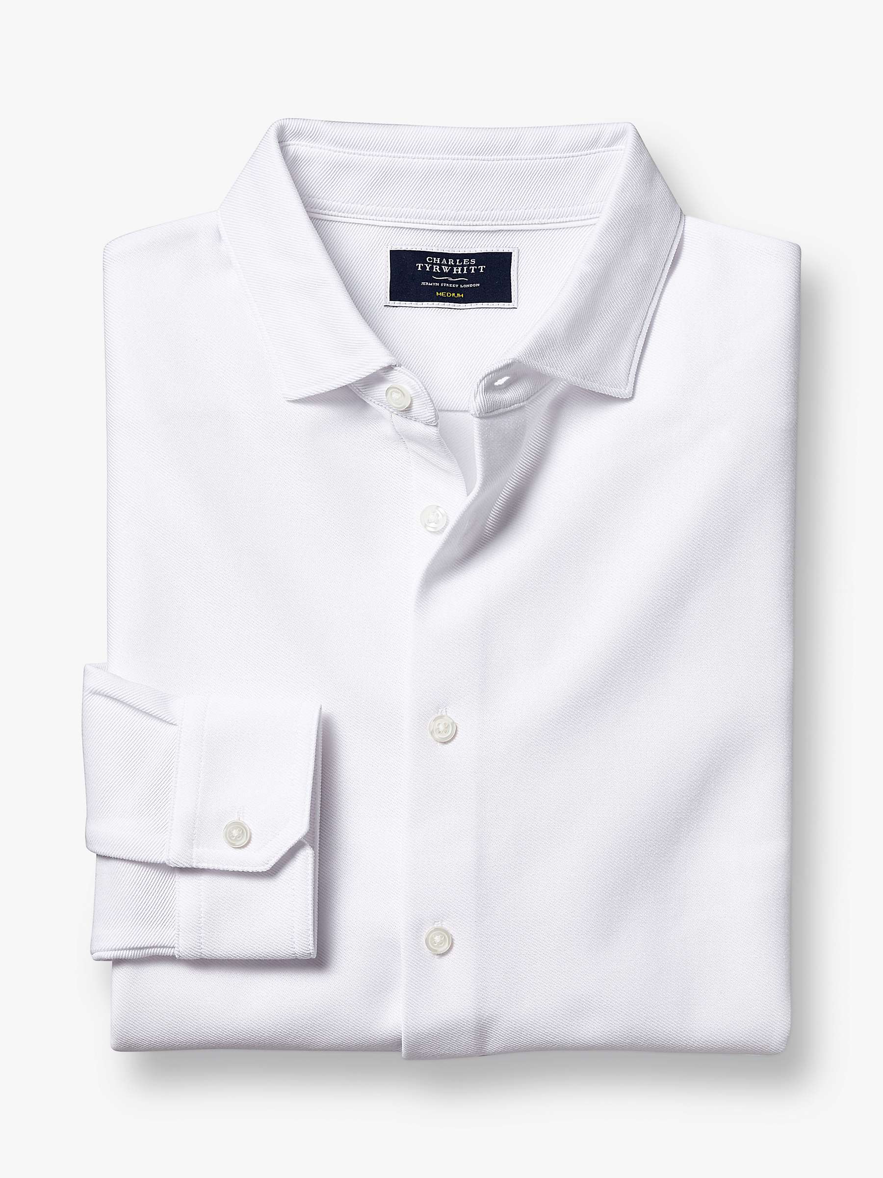 Charles Tyrwhitt Garment Washed Cutaway Collar Shirt, White at John ...