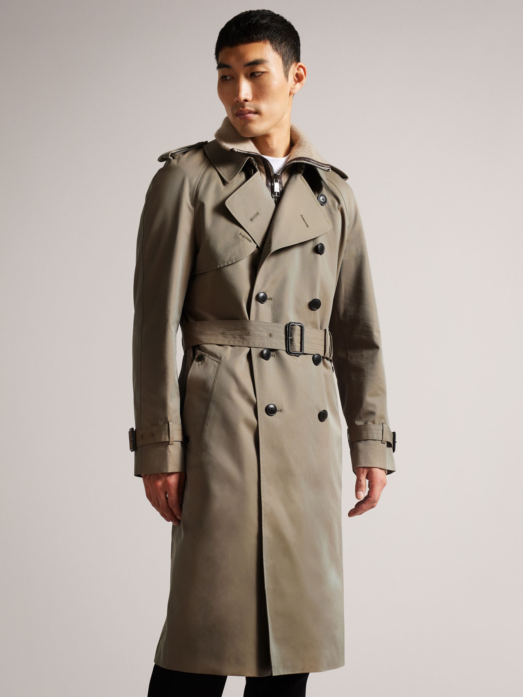 Mens Clothing Coats for Men Ted Baker Bonded Trench Coat in Tan Brown 