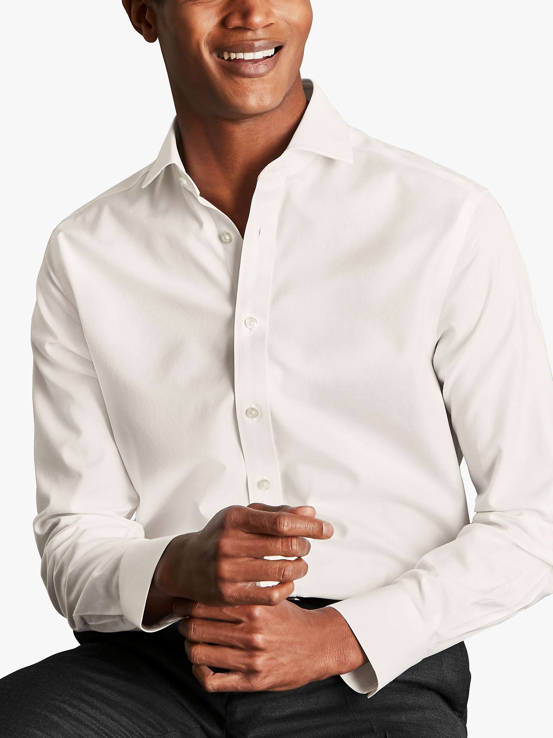 Buy Charles Tyrwhitt Cotton Single Cuff Shirt, Ivory Online at johnlewis.com
