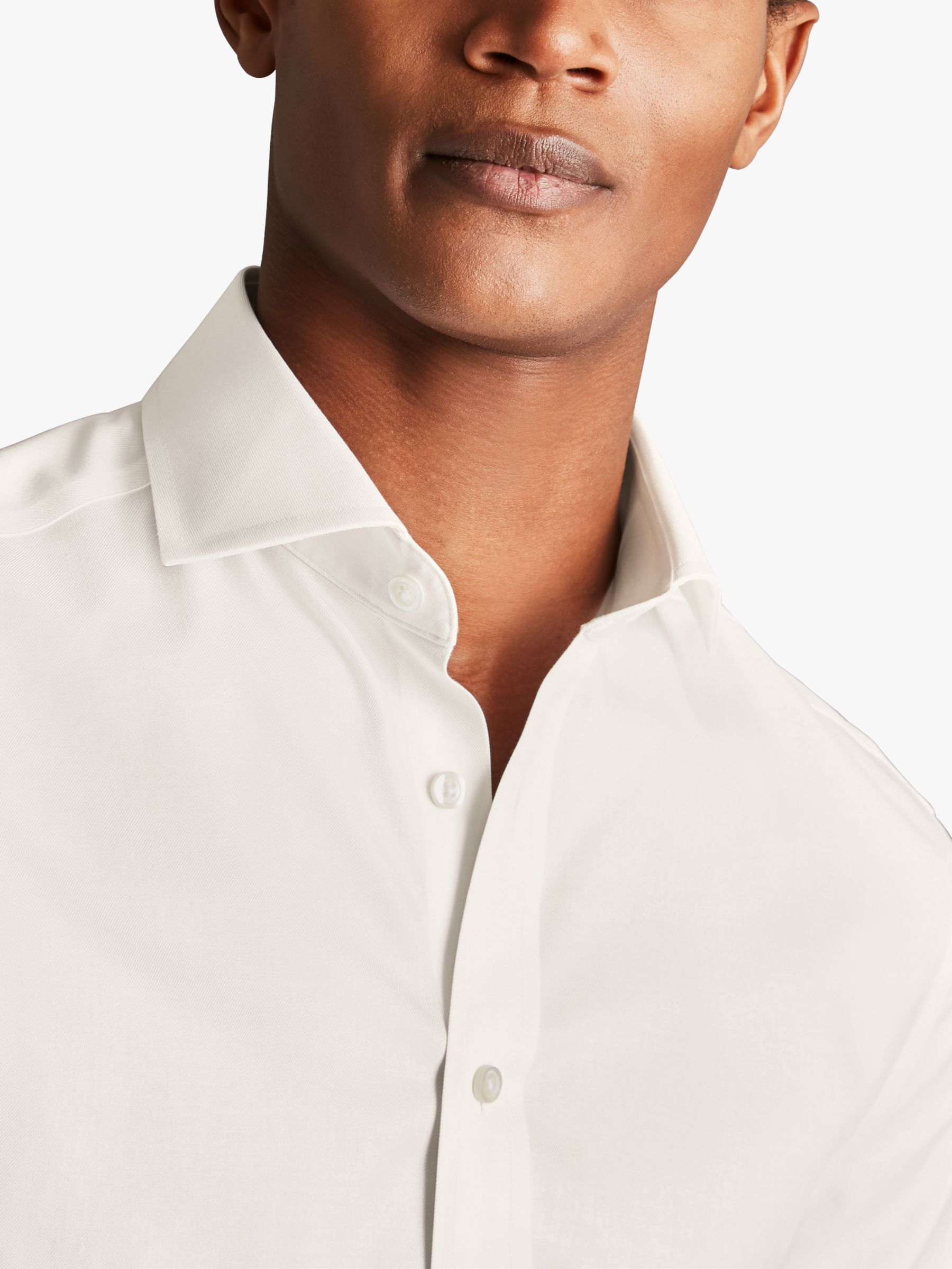 Charles Tyrwhitt Cotton Single Cuff Shirt, Ivory, 14.5