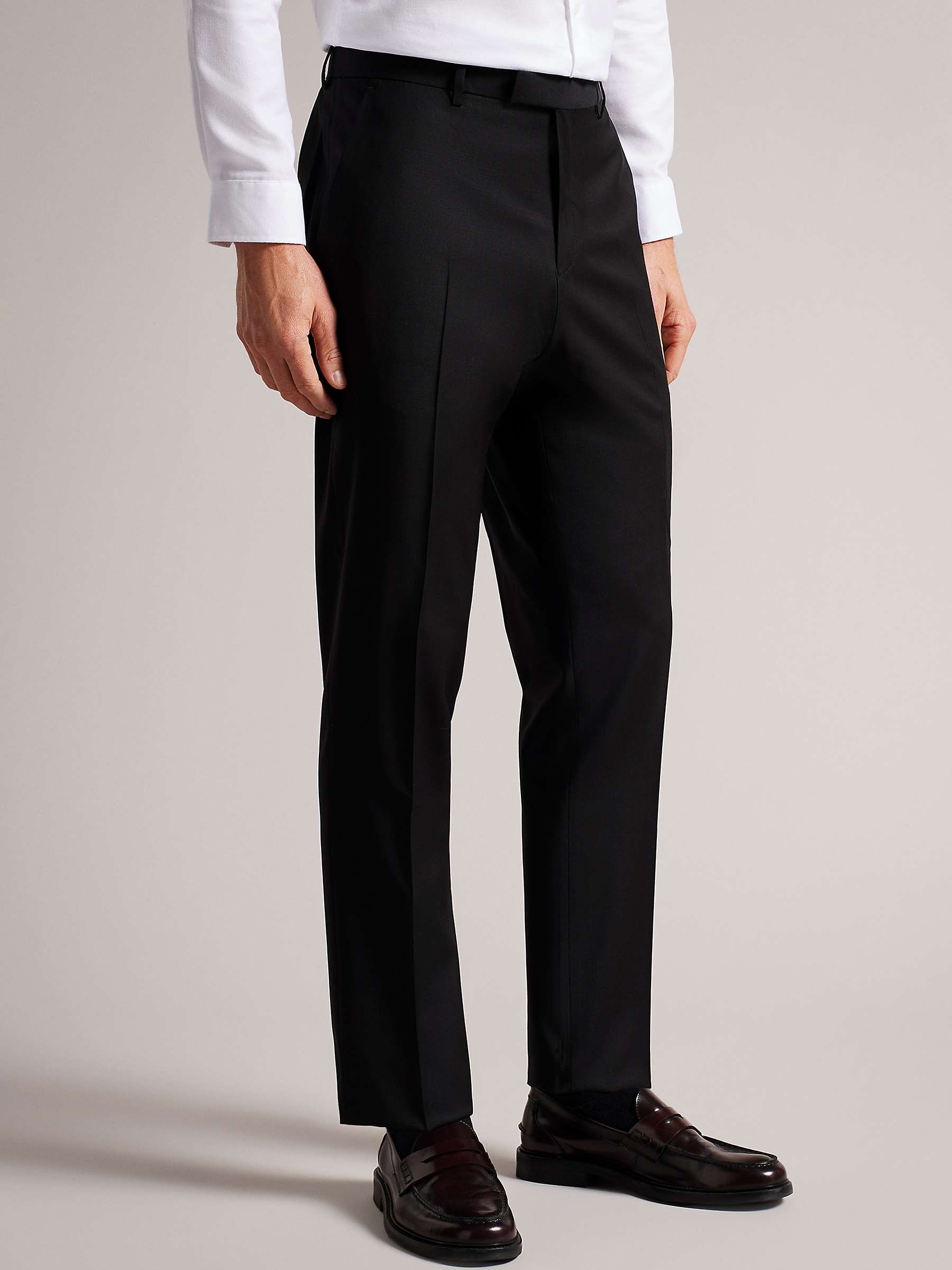 Ted Baker Lothian Straight Fit Wool Tonic Trousers, Black at John Lewis ...