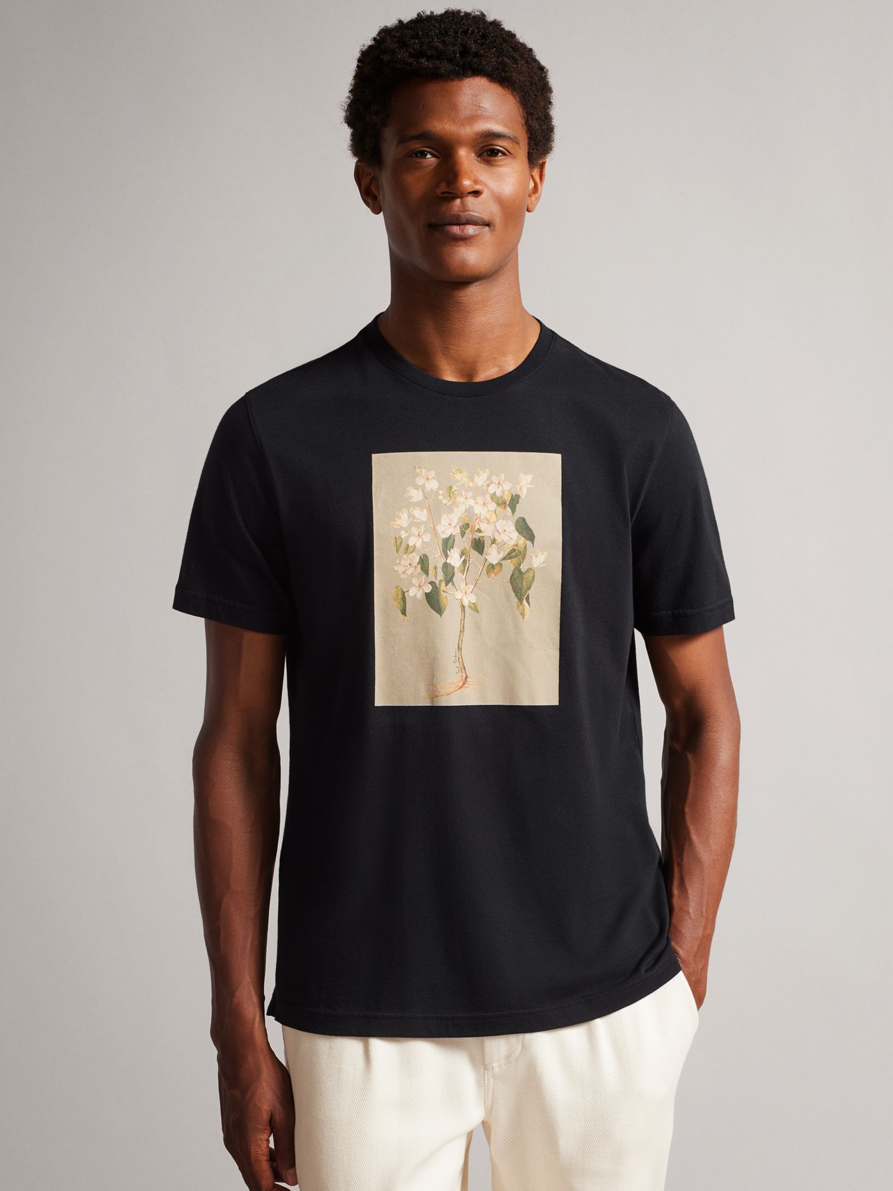 Kærlig input skære Ted Baker Glamak Floral Print T-Shirt, Black, XS