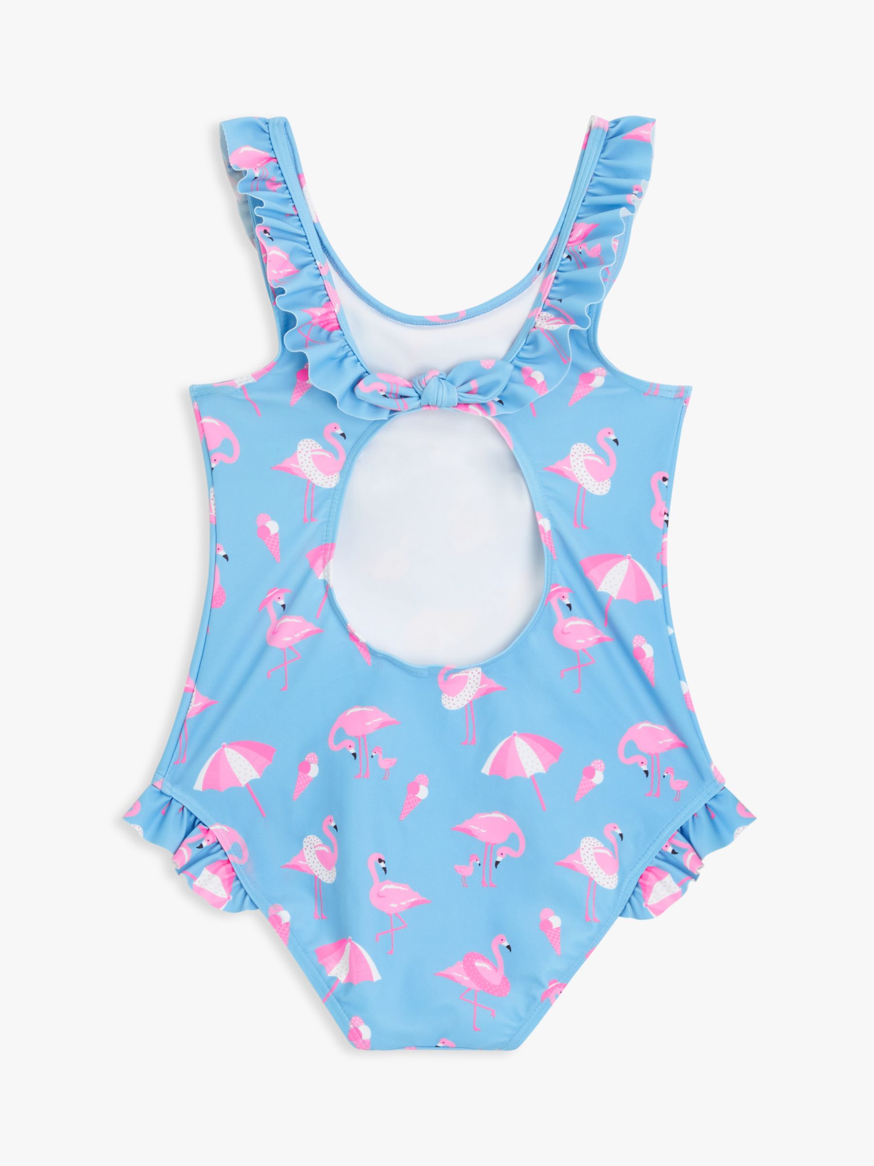 John Lewis Kids' Fun Flamingo Swimsuit, Blue/Pink at John Lewis & Partners