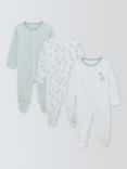 John Lewis Baby Giraffe & Stripe Sleepsuit, Pack of 3, Multi