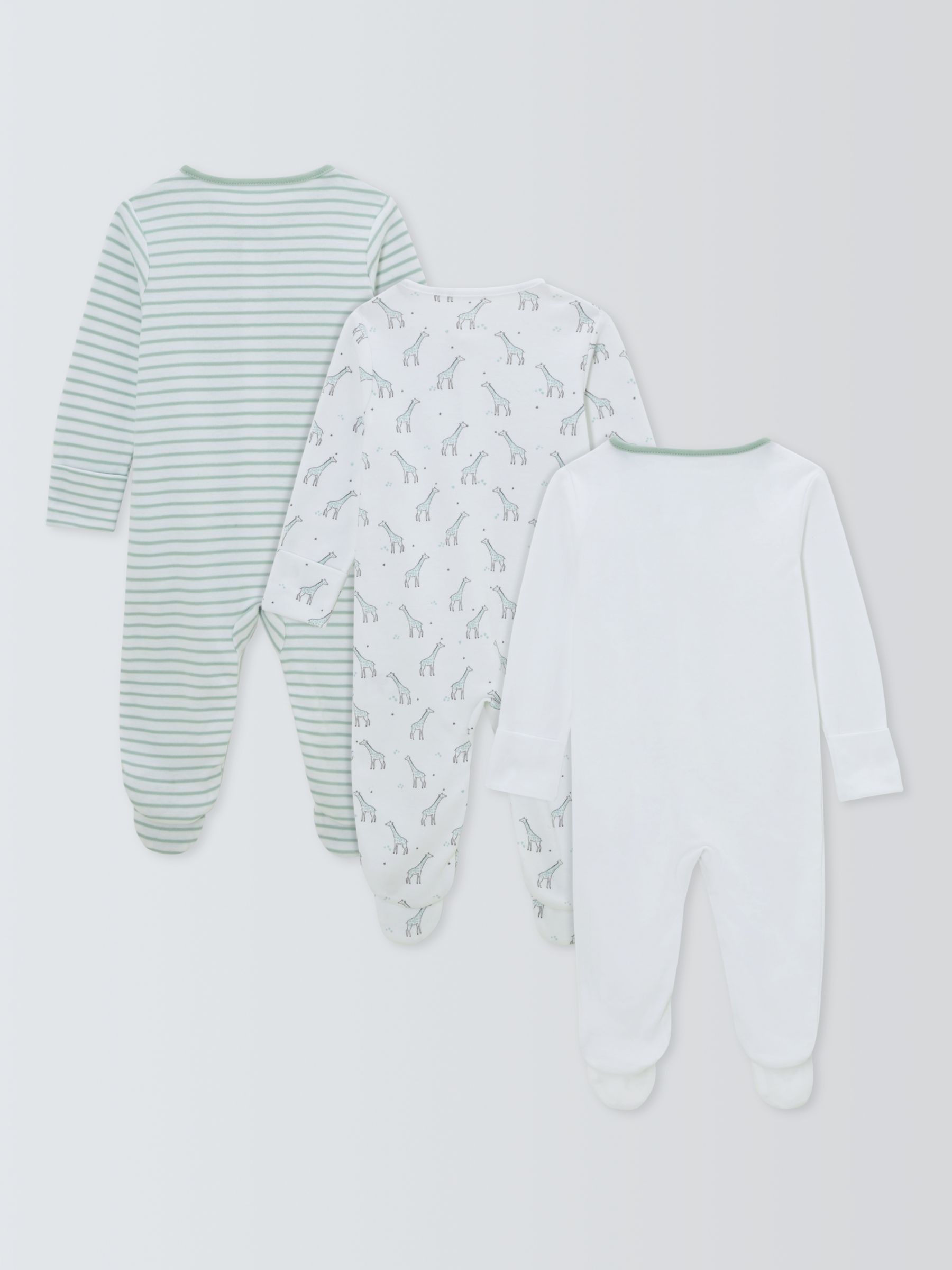 Buy John Lewis Baby Giraffe & Stripe Sleepsuit, Pack of 3, Multi Online at johnlewis.com