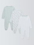 John Lewis Baby Giraffe & Stripe Sleepsuit, Pack of 3, Multi