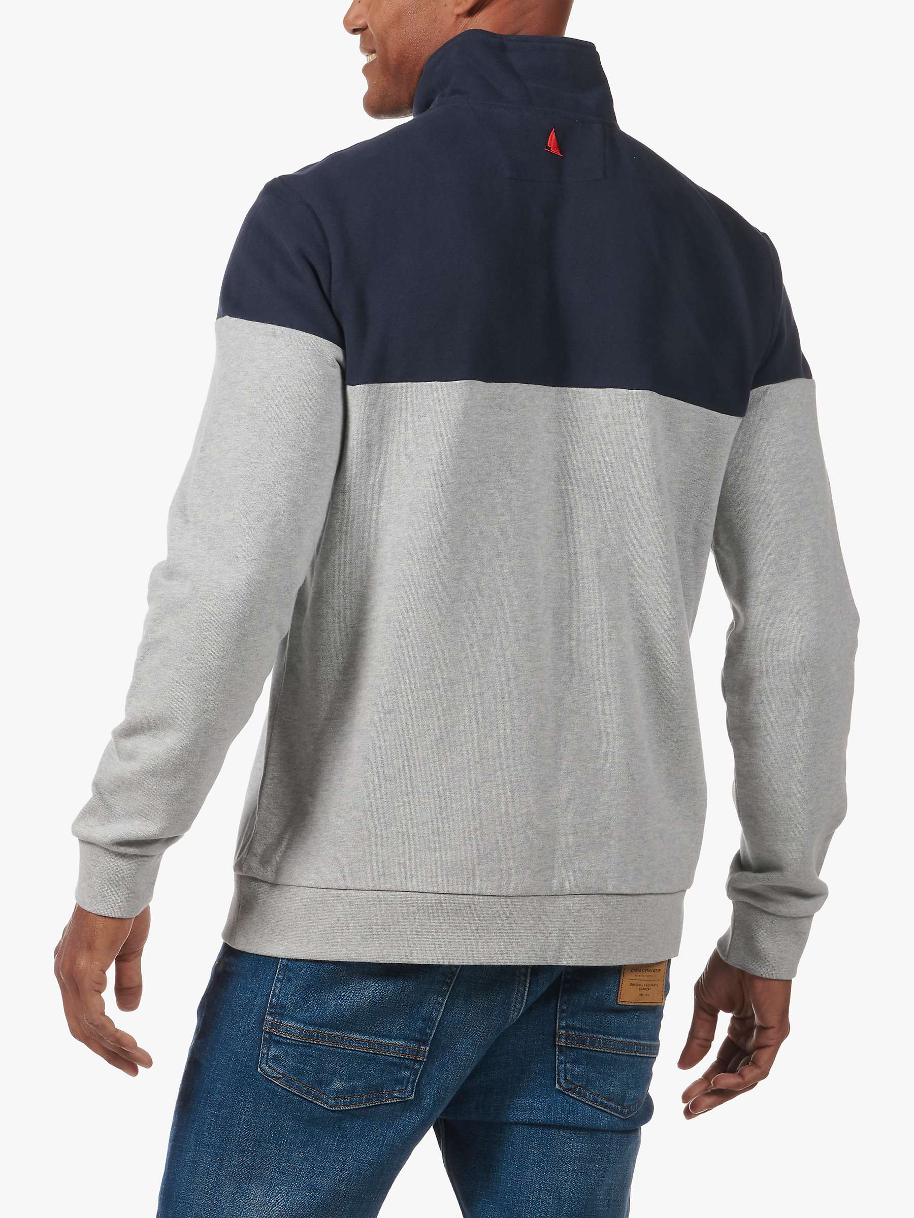 Buy Musto Marina Zip Neck Cotton Sweatshirt, Grey Melange/Navy Online at johnlewis.com