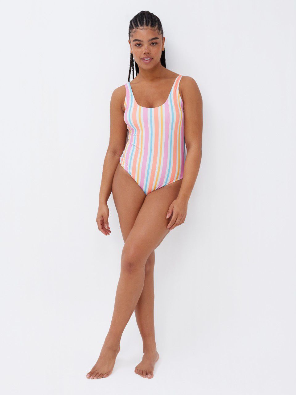 John Lewis ANYDAY Diagonal Stripe One Shoulder Bikini Top at John Lewis &  Partners
