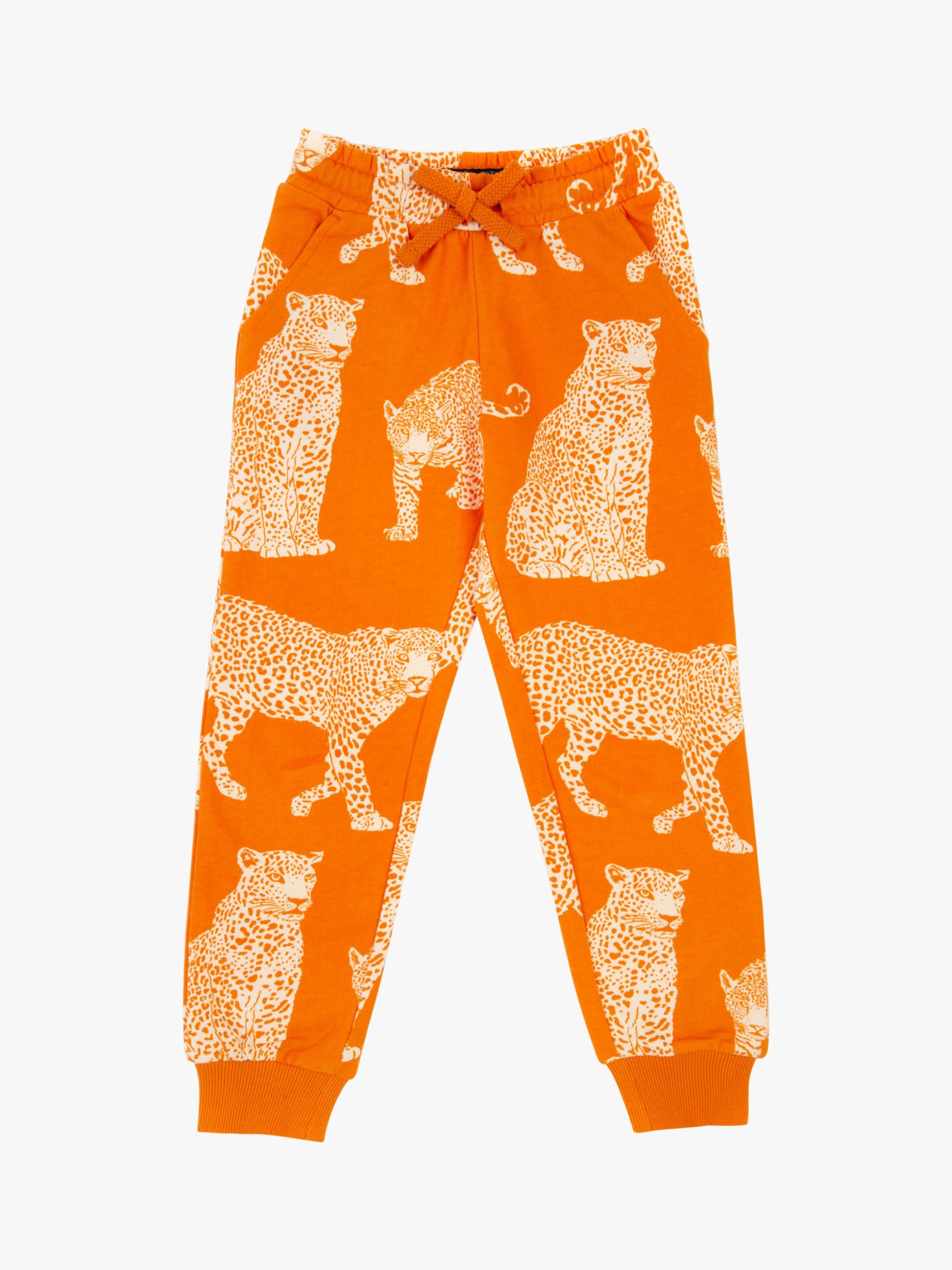 Chelsea Peers Kids' Organic Cotton Leopard Pyjama Bottoms, Orange at ...