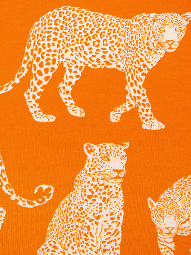 Chelsea Peers Baby Organic Cotton Leopard Print Zip-Up All-In-One, Orange