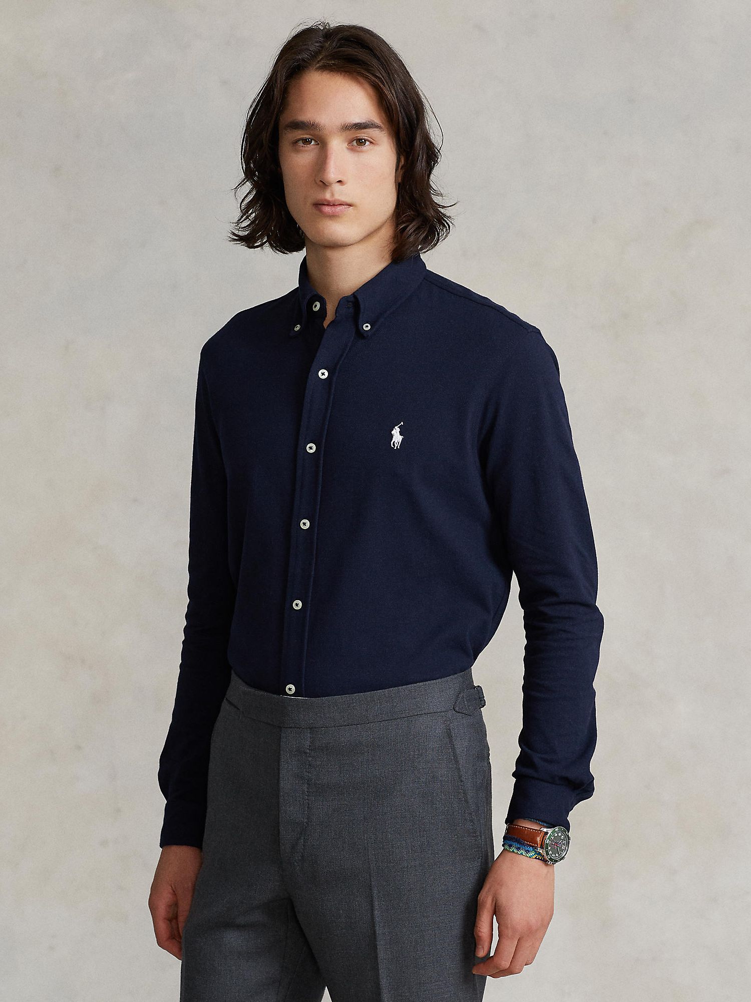 John Louis Shirt Mens 39 Button Up Blue White Slim Long Sleeve Casual Adult