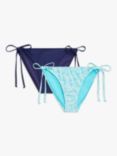 John Lewis ANYDAY Ditsy Tie Side Bikini Bottoms, Pack of 2, Blue Radiance