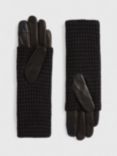 AllSaints Stripe Leather Gloves, Cinder Black