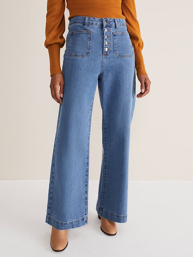 Phase Eight Magsie Wide Leg Jeans, Mid Wash Blue at John Lewis & Partners