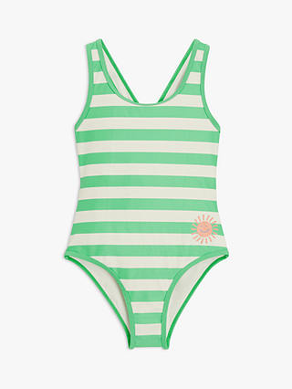 John Lewis ANYDAY Kids' Stripe Sun Swimsuit, Green